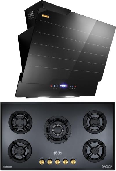 هود و اجاق گاز صفحه ای درخشان مدل نوت مشکی G601